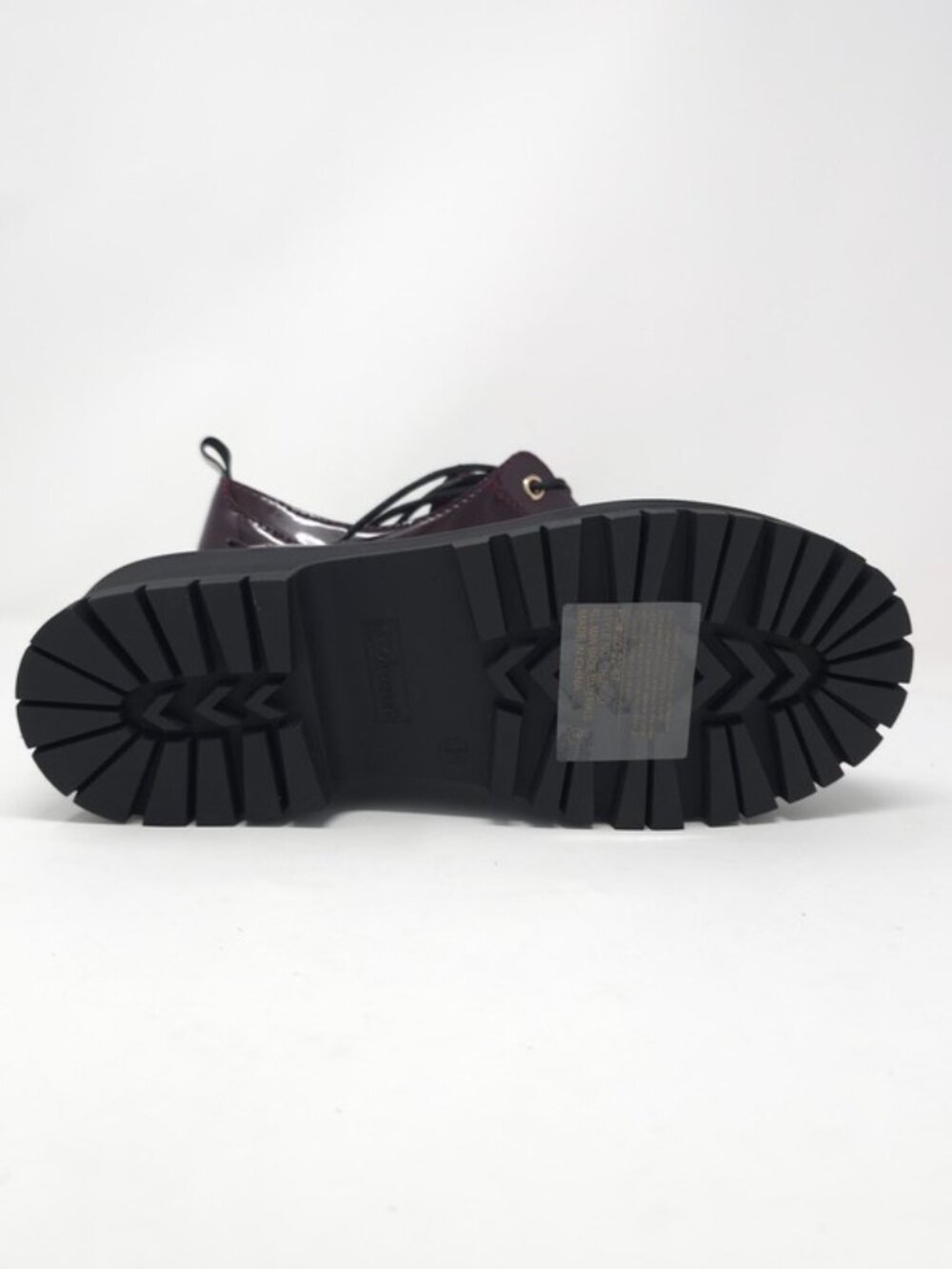 Chunky Platform Faux Leather Oxford Patent Wine Lug Sole Lace Up - Picture 5 of 11